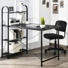 Costway 48'' Reversible Computer Desk Writing Table Workstation w/ Storage Shelf Black\Brown - image 2 of 4