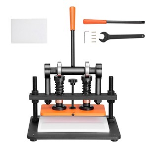 VEVOR Leather Cutting Machine, 10.2 x 4.7 in Embossing Plate Manual Die Cutter, 0.47 in Pressure Stroke Dual Guide Shafts Die Cut Machine, Black - 1 of 4