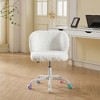 Lyngins Ergonomic Desk Chair – Wide Deep Seat, Alpaca Wool Fabric, Wrapping Backrest, Snow-White Base, Vanity Chair, Home Office Desk Chair - 4 of 4