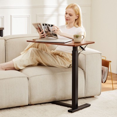 NicBex Home Office Desk Morden Standing Desk with Wheels and Wooden Desktop Height Adjustable Small Computer Desk for Study and Work