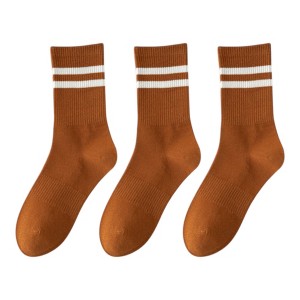 Anna-Kaci 3-Pack Women's Cotton Crew Socks with Sporty Double Stripe Design in Assorted Colors - 1 of 3