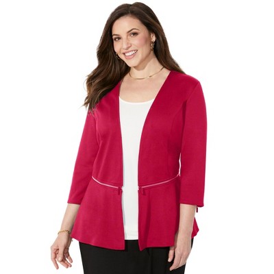 Catherines Women's Plus Size Curvy Collection Ponte Knit Peplum Blazer
