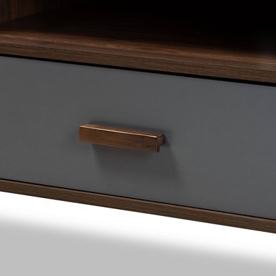 Garrick Two-Tone Grey and Walnut Contemporary TV Stand with Storage