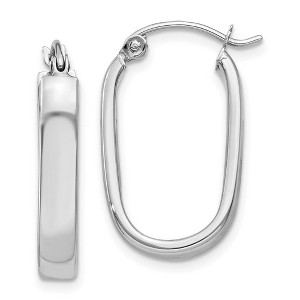 Black Bow Jewelry 3.5mm, 14k White Gold U-Shaped Hoop Earrings, 20mm (3/4 Inch) - 1 of 4
