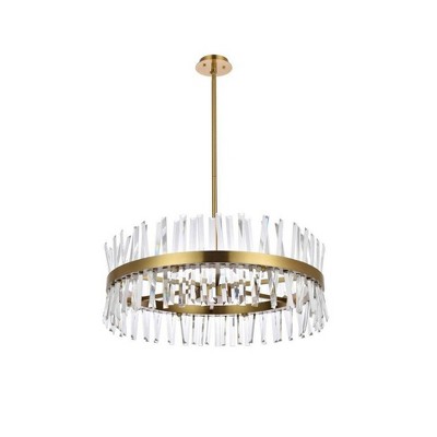 Serephina 32" Satin Gold Crystal Round Chandelier