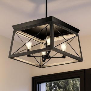 Urban Ambiance Luxury Industrial Chandelier 12''H x 20''W,  Midnight Black Finish,  Berkeley Collection, UHP3919 - 1 of 4