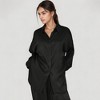 Anna-Kaci Lounge Women's Relaxed Fit Satin Button-Down Shirt and Wide Leg Pants Two-Piece Lounge Pajama Set - 3 of 4