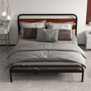 55.2''×77.5''×39.3'' Bed Frame, Heavy Duty Metal Platform Bed Frame with Wood Headboard, Full Bed Frame with Under Bed Storage Space - 1 of 4