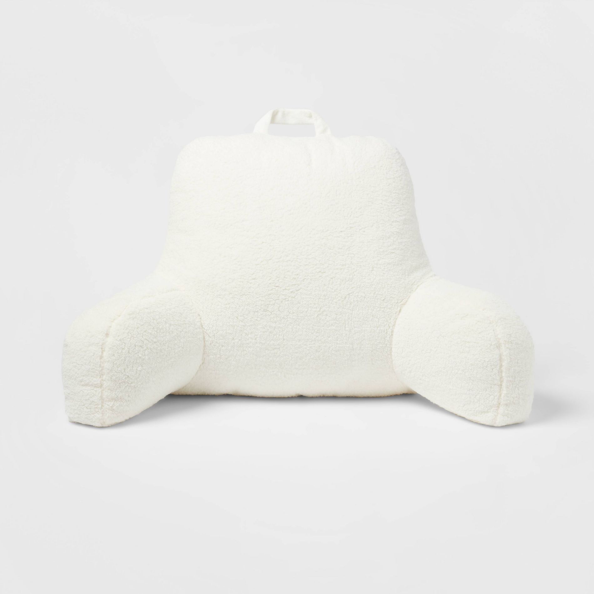 Faux Shearling Bed Rest Pillow Cream - Room Essentials: Supportive Backrest for Dorm Hypoallergenic Fill