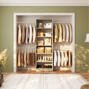 Besiost Closet Organizer with Extendable Hanging Rod, Walk-In Closet System Wardrobe with Adjustable Shelves - 1 of 4