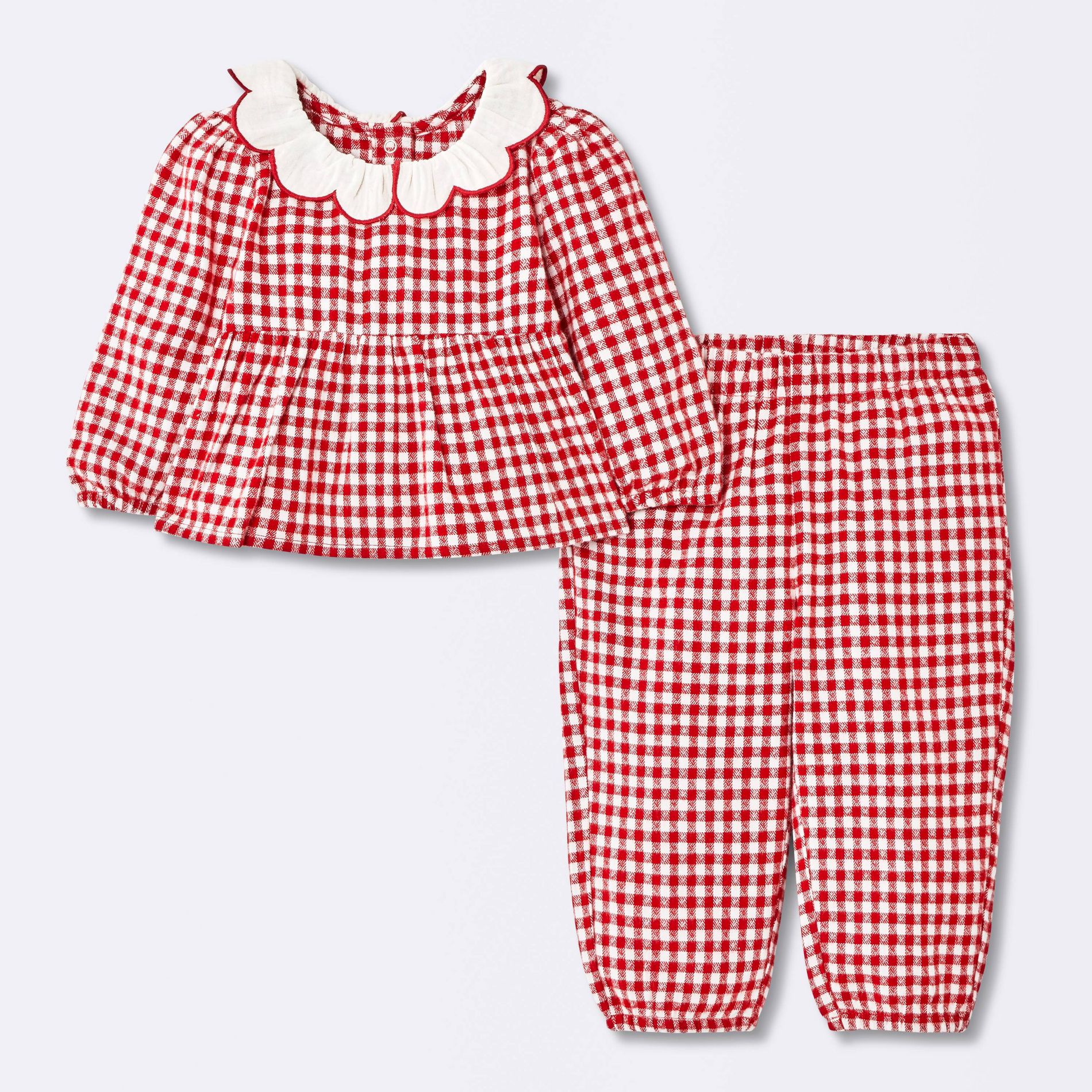 Baby Girls' Check Collar Set - Cloud Island™ Red