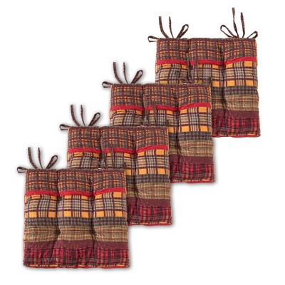 Barefoot Bungalow Gold Rush Luxury Modern Design Rustic American Beauty Furniture Cushion 4-Piece Chair Pad Set Each Chair Pad 18"x18" Multicolor