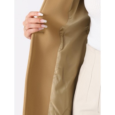 Женские куртки INSPIRE CHIC Women's Turn Down Collar A-Line Single-Breasted Winter Overcoat with Pockets Khaki Small — фото 5