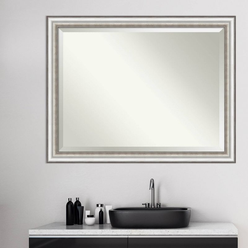45&#34; x 35&#34; Salon Framed Bathroom Vanity Wall Mirror Silver - Amanti Art, 6 of 11