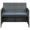 vidaXL 4 Piece Patio Lounge with Cushions Set Poly Rattan Gray - 3 of 4