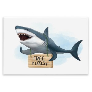 Stupell Industries Shark with Free Kisses Sign Wall Plaque Art, 19" x 13" - 1 of 4