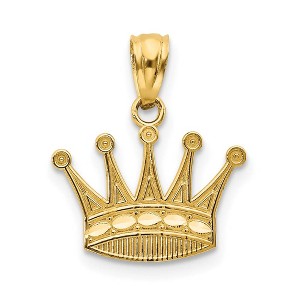 Black Bow Jewelry 14k Yellow Gold Diamond Cut Flat Crown Pendant, 15mm (9/16 inch) - 1 of 4