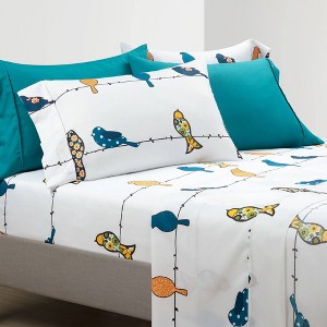 6pc Rowley Birds Patterned Sheet Set - Lush Décor - 1 of 4