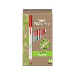 BIC ReVolution Round Stic Ballpoint Pen Medium Point Red Ink 50/Pack (GSME509-RED) 