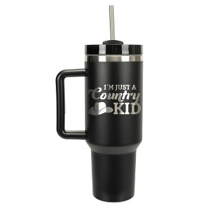 100 North I'm Just A Country Kid Cowboy Hat Wrap-Around 40 Oz. Stainless Steel Water Bottle Coffee Mug, Spill & Leak Resistant, Travel Tumbler with - 1 of 4