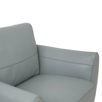 Valeria Modern Blue Leather and Wood Accent Chair