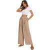 Women's High - Waisted Loose Casual Elastic - Waistband Pocketed Tie - Belt Wide - Leg Pants - 2 of 4