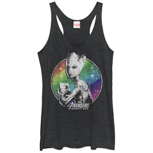 Women's Marvel Avengers: Infinity War Groot Rainbow Racerback Tank Top - 1 of 3