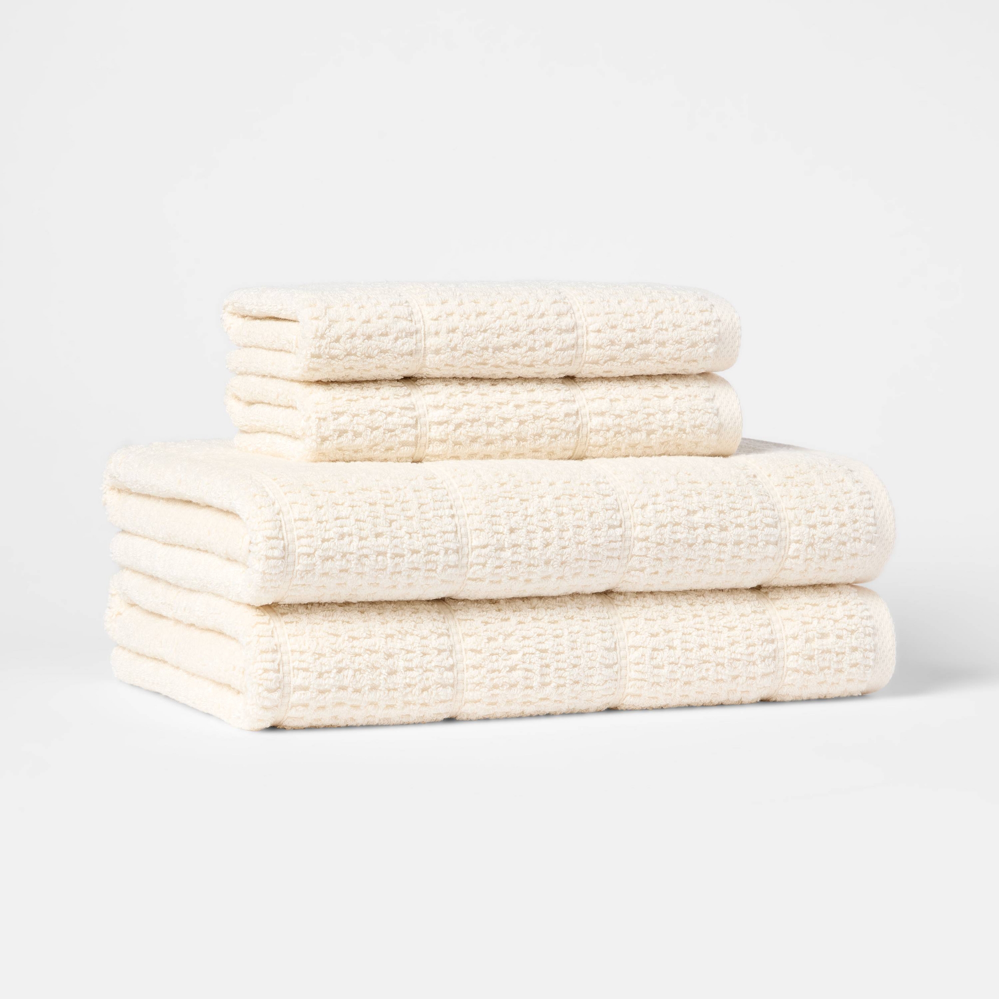 4pc Value Bathroom Towel Bundle Set (2 Bath + 2 Hand) Cream Solid - Threshold™