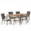 Christopher Knight Home Tatum Outdoor Wicker and Acacia Wood 7 Piece Dining Set with Cushion, Teak/Multibrown - 2 of 4