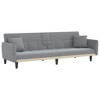 vidaXL Sofa Bed with Cup Holders Light Gray Fabric - 2 of 4
