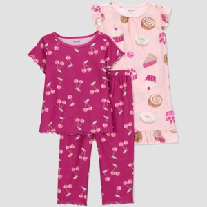 Carter's Just One You® Toddler Girls' 3pc Short Sleeve Pajama Set - 1 of 3