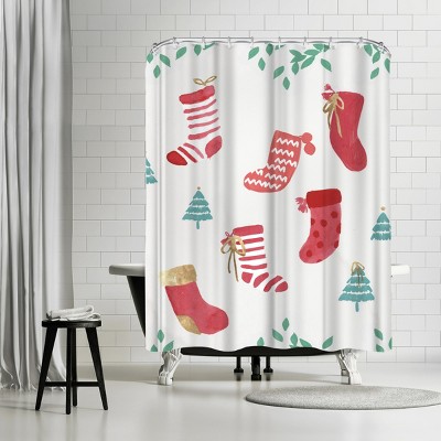 Christmas Stockings Pattern Ii by PI Creative Holiday Collection Shower Curtain - Americanflat