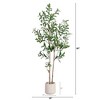 Nearly Natural 5-ft Artificial Minimalist Olive Tree in White Decorative Planter - 2 of 4