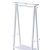 QingMoon Tall Standing Garment Rack, Solid Wood Coat Rack with 2-Tier Storage Shelves, Round Hanging Rail and Knob Hooks for Living Room, Entryway - 4 of 4