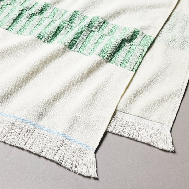 XL Check Print Beach Towel Cream/Green - Hearth &#38; Hand&#8482; with Magnolia, 3 of 4