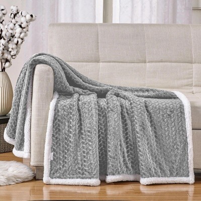 Kate Aurora Ultra Soft & Plush Herringbone Fleece Backing  Sofa Accent Throw Blanket - 50 in. W x 60 in. L