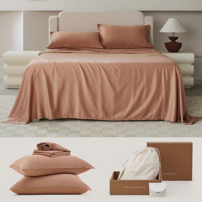 Cotton Tencel Sheet - Luxury Hotel Bedding Set, Soft, Cooling & Breathable for Hot Sleepers, Deep Pocket Up to 16 Inches