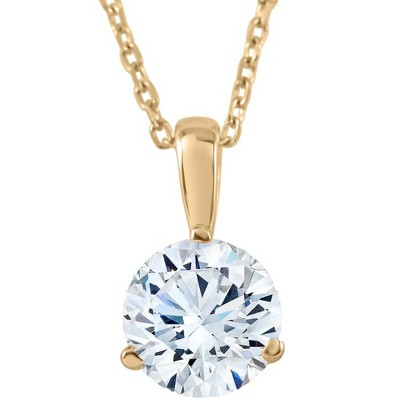 Pompeii3 1/3Ct Diamond Solitaire Pendant Lab Created 14k Yellow Gold 3-Prong Necklace