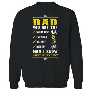 Rerun Island Men's Dad You Are The Strongest Long Sleeve Graphic Cotton Pullover Sweatshirt - 1 of 3