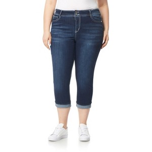 WallFlower Women's Luscious Curvy 23.5" Crop Mid-Rise Bling Insta Stretch Juniors (Available in Plus Size) - 1 of 4