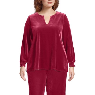 Lands' End Women's Long Sleeve Velvet Blouse