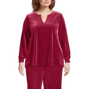 Lands' End Women's Long Sleeve Velvet Blouse - 1 of 4