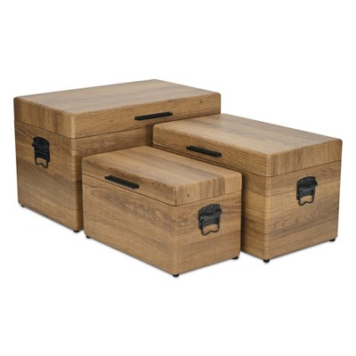 Cheung's Sable Set of 3 Trunks with Black Handles - Brown