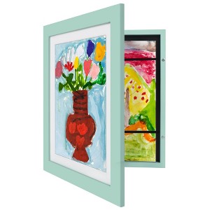 Americanflat Kids Art Frame 10x12.5 inches with 8.5x11 inches Mat - Composite Wood And Glass - Holds 100 Artworks - 1 of 4