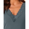 cheibear Women's Stretchy Lace Trim V Neck Short Sleeves Pajama Nightgowns - 4 of 4