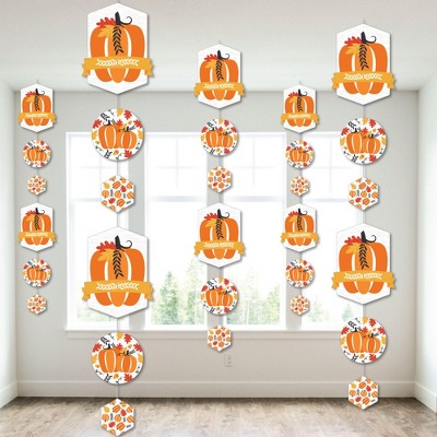 Big Dot of Happiness Fall Pumpkin - Halloween or Thanksgiving Party DIY Dangler Backdrop - Hanging Vertical Decorations - 30 Pieces