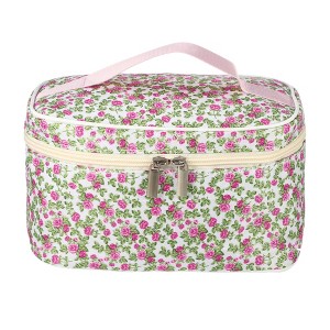 Unique Bargains Portable Peony Makeup Bag Green-Pink - 1 of 3