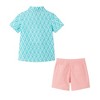 Andy & Evan  Toddler Aqua Geo Shark Short Sleeve Buttondown Shirt Set - 2 of 4
