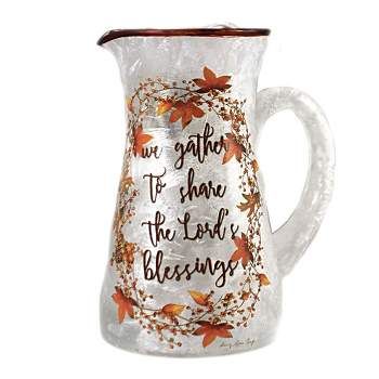 Stony Creek Share The Blessings Lit Pitcher  -  One Pre-Lit Glass Decorative Light 6.75 Inches -  Pre-Lit Autumn  -   -  Glass  -  White
