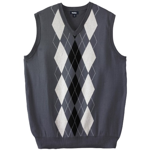 KingSize Men's Big & Tall V-Neck Argyle Sweater Vest - 9XL, Steel Argyle